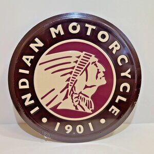 Indian Motorcycles Round Logo Vintage Garage Sign Metal Rustic Sign Wall Decor